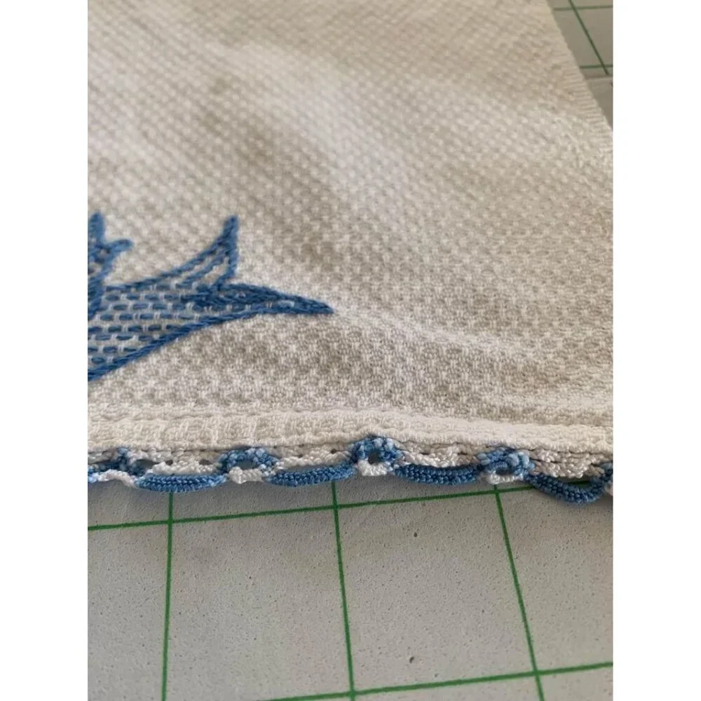 Hand Embroidered Bird Floral Decorative Kitchen Towel 16